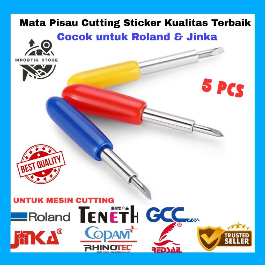 

5 Pcs Blade / Mata Pisau Cutting Sticker untuk Roland Jinka Teneth Rhinotec Redsail Copam Harizo GCC 30 / 45 / 60 derajat