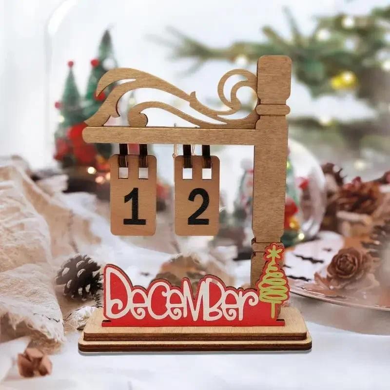 

Christmas Halloween Table Decoration Wooden Arrival Calendar Countdown Stand Up Creative Desktop Reusable Home Decoration