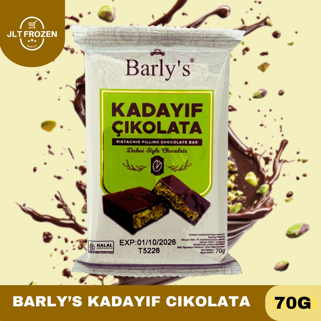 

Barly's Kadayif Cikolata 70G / Pistachio Filling Chocolate Bar / Coklat Dubai / Coklat Viral / Dubai Style Chocolate 70G