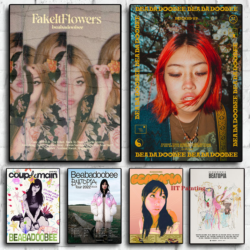 

Singer Beabadoobee 'Fake It Flowers' Music Album Poster Canvas Painting Wall Art Pictures Home Bedroom Bar Decor Gift