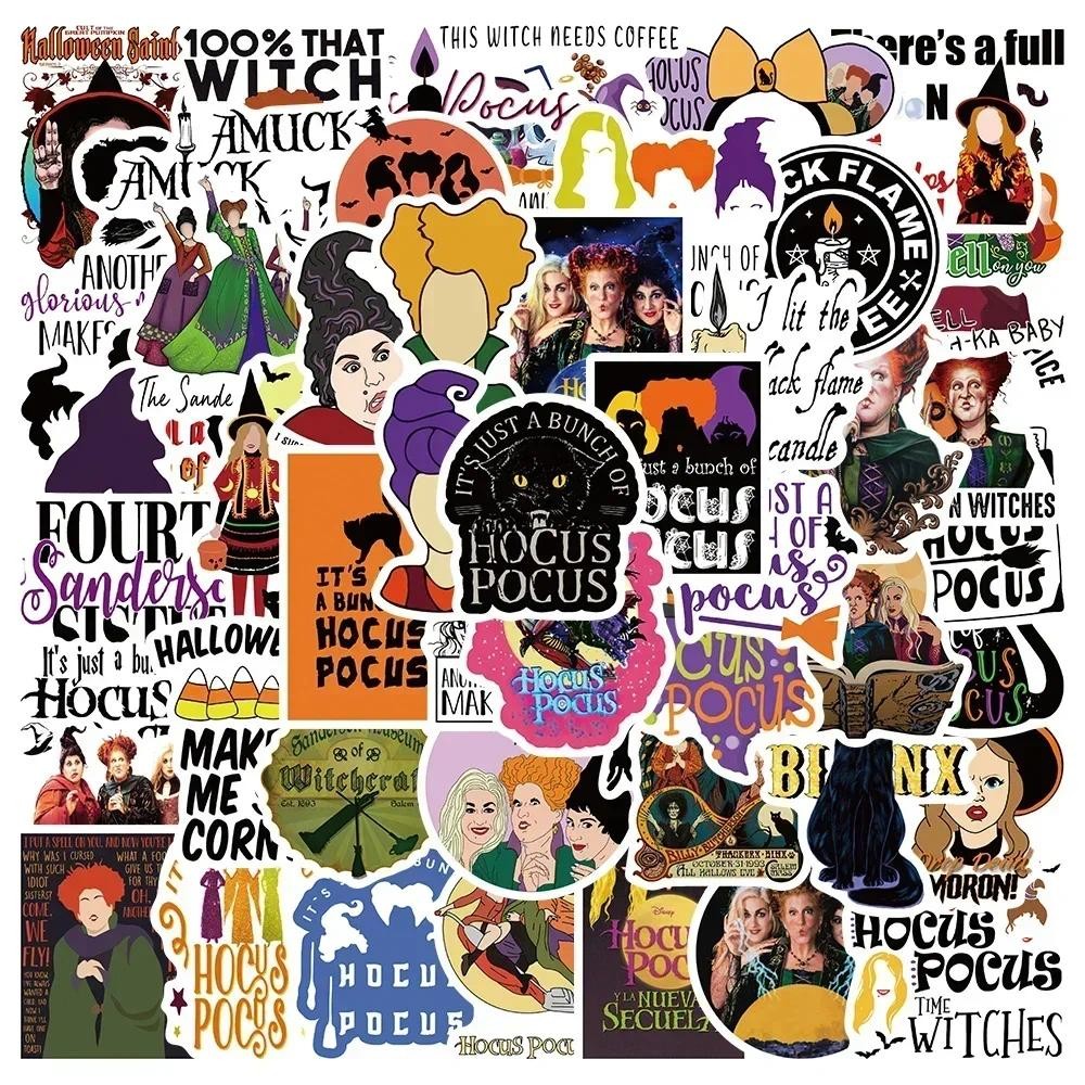 

50PCS Horror Halloween Witch Hocus Pocus Stickers Disney Decal Skateboard Phone Luggage Laptop Car Waterproof Stickers Kids Toy
