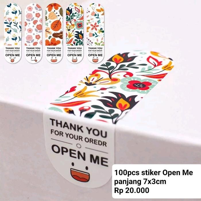 

100pcs Stiker Label Open Me / Stiker Dekorasi Dus Box Ukuran Mini Paper Stationery - Bunga Cerah