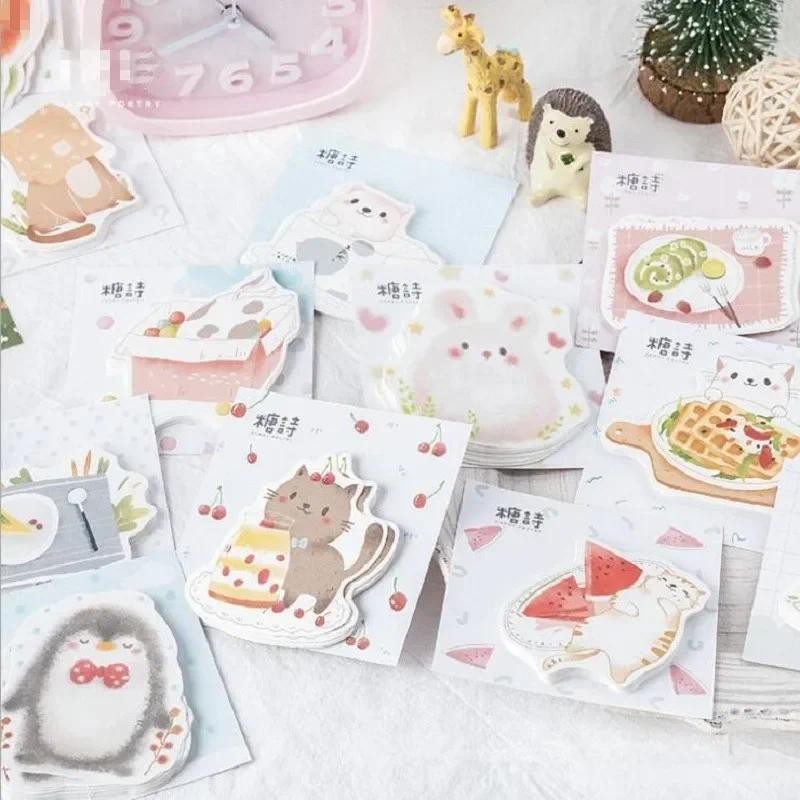 

30 writing stationery cat cute animal pages of self-adhesive pastoral stickers memo decorative poems