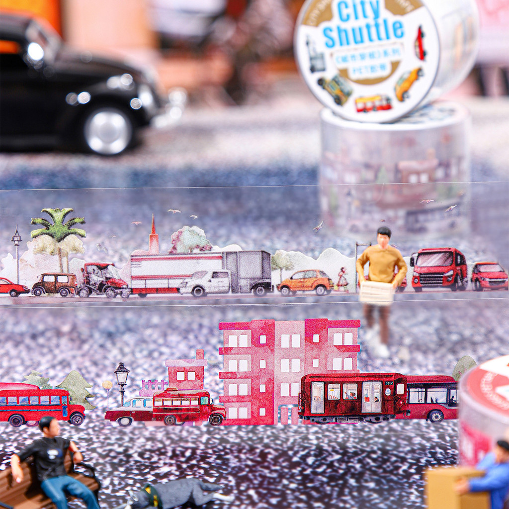 

1pcs/1lot Decorative Adhesive Tapes city shuttle Junk Journal DIY Paper Japanese Masking Scrapbooking Stickers