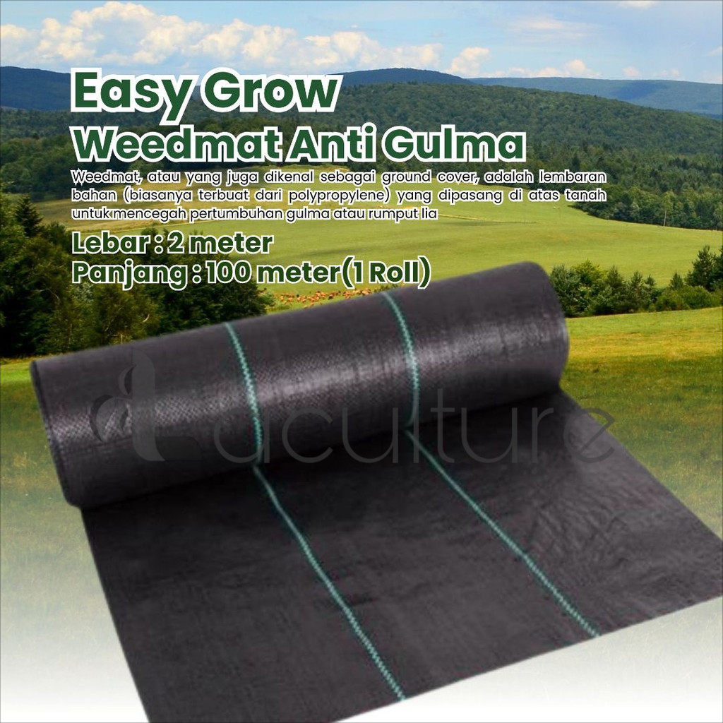 Easy Grow Weedmat Hitam Lebar 2 Meter Weedmat Anti Gulma 1 Roll 100 Meter