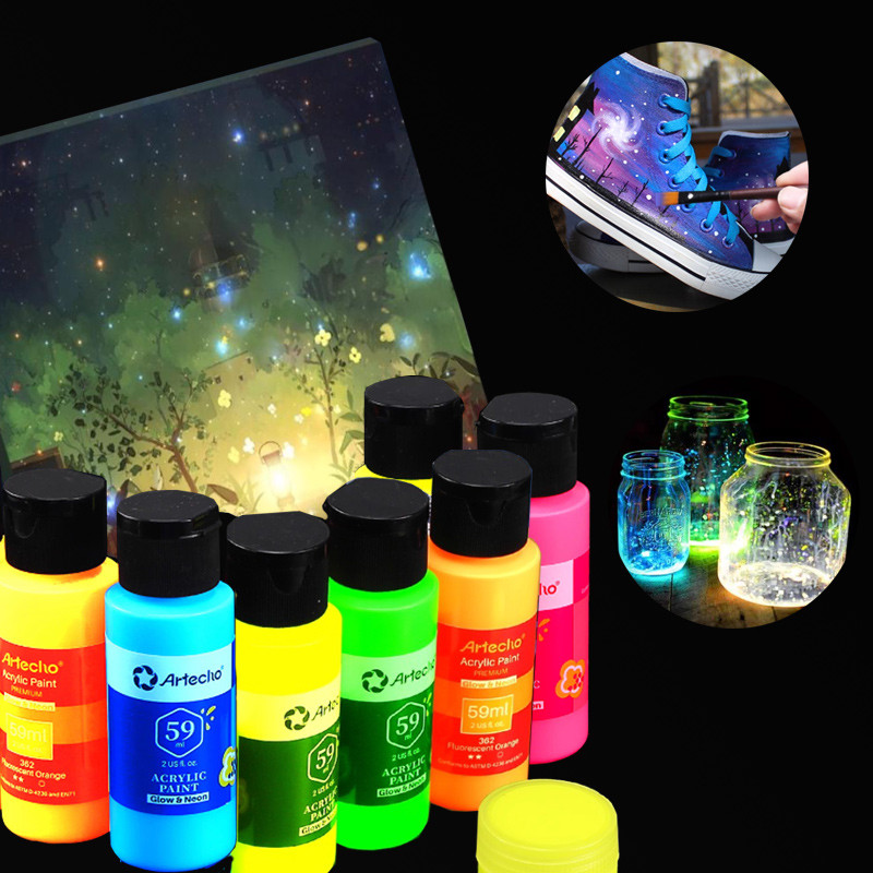 

59ml Luminescent Acrylic Pigment Waterproof Quick-drying Coverage Strongly Hand-painted DIY Graffiti Clothes Shoes Plaster Doll
