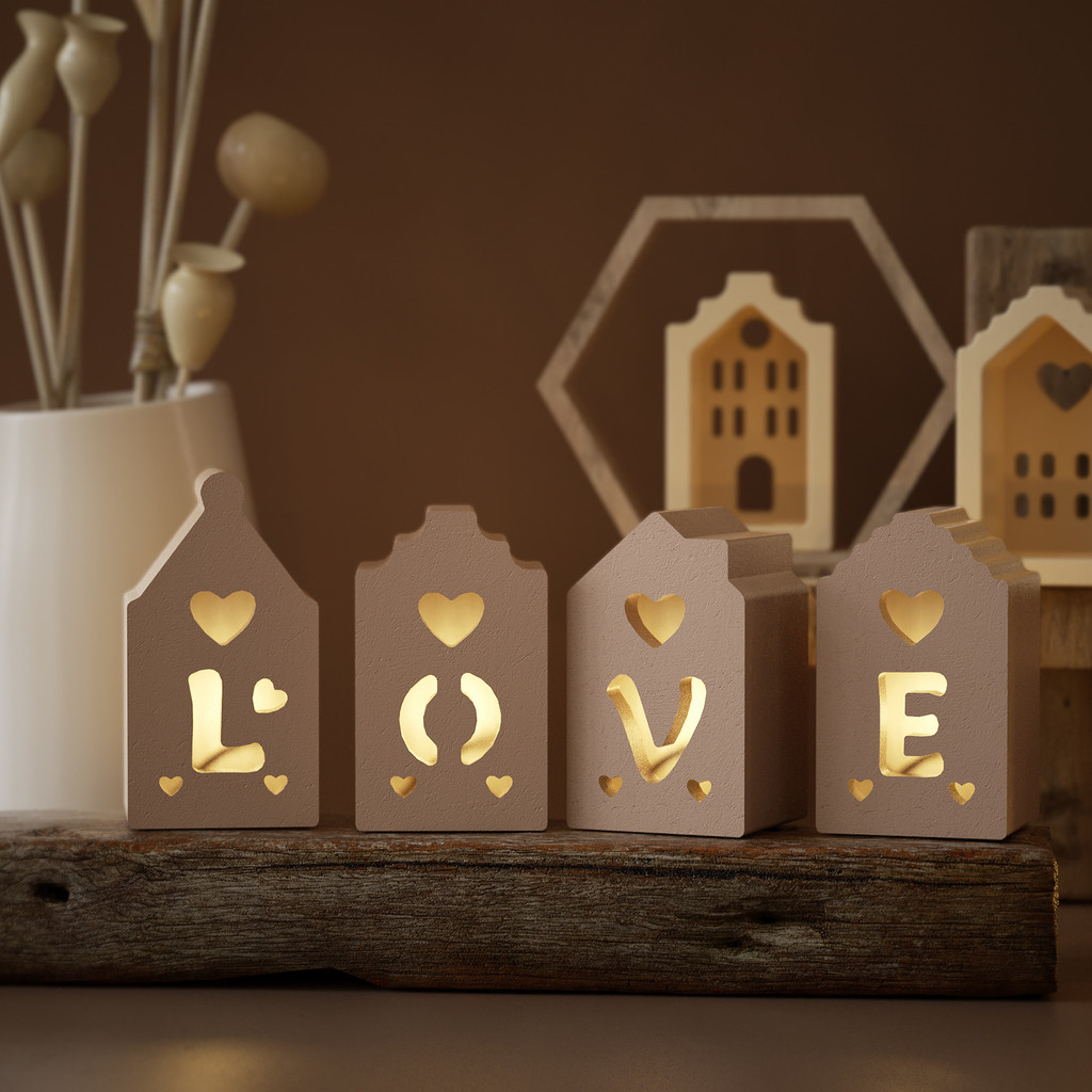 

Cement House Hollow Decoration Mold Love Home 3D Lamp Silhouette Mirror Silicone Mold DIY House Crystal Drip Plaster Mould