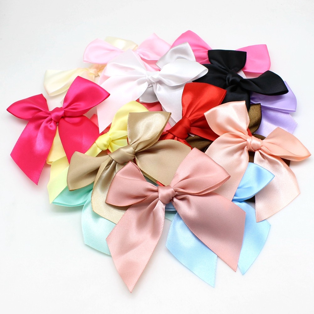

30PCS/lot 100*100mm Satin Ribbon Bows For Craft Polyester Bow Gift Decoration For Party Decor Decoration Bows