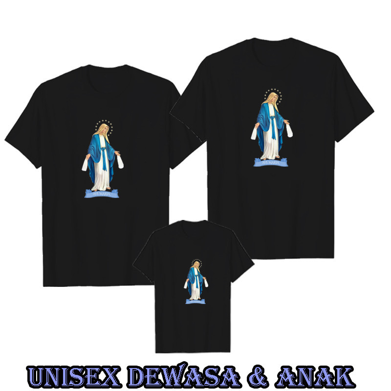 Kaos Baju Keluarga Bunda Maria Natal Custom Baju Natalan Rohani KRISTEN Kaos Anak Anak Dewasa