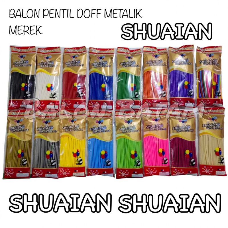Grosir isi 100 balon pentil twist doff merek SHUAIAN / MODELLING / DUNPAI