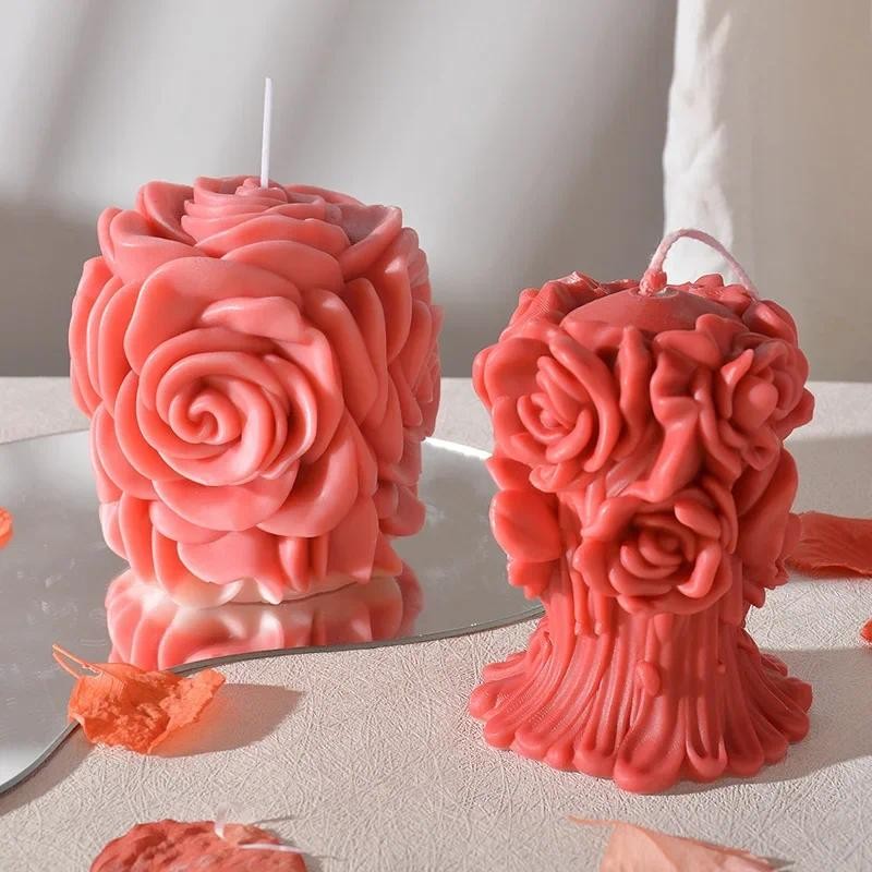 

DIY 3D Rose ball candle silicone mold bouquet flower candle silicone mold Rose bouquet resin gypsum mold
