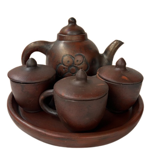 Poci Set Tanah Liat/Set Teko Cangkir Teh Poci Gerabah Tanah Liat Tradisional/Set Poci Aladin baraqah