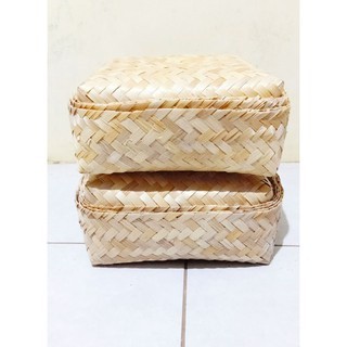 Sepasang Besek Bambu 22X22 cm, Besek Nasi, Besek Berkat, Besek Cetering, Besek Punjungan Bakul Bambu
