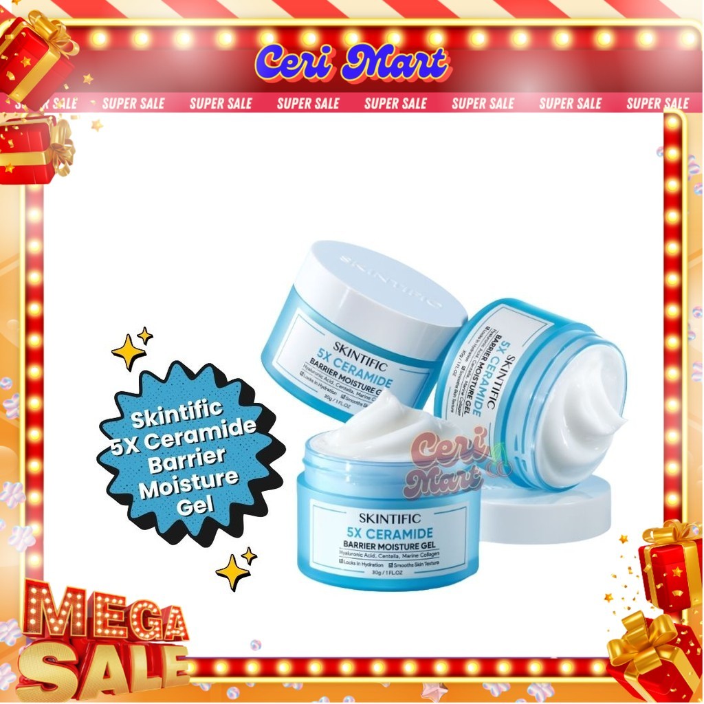SKINTIFIC 5X Ceramide Barrier Repair Moisture Gel 80gr Facial Moisturizer Day Cream Night Cream Pele
