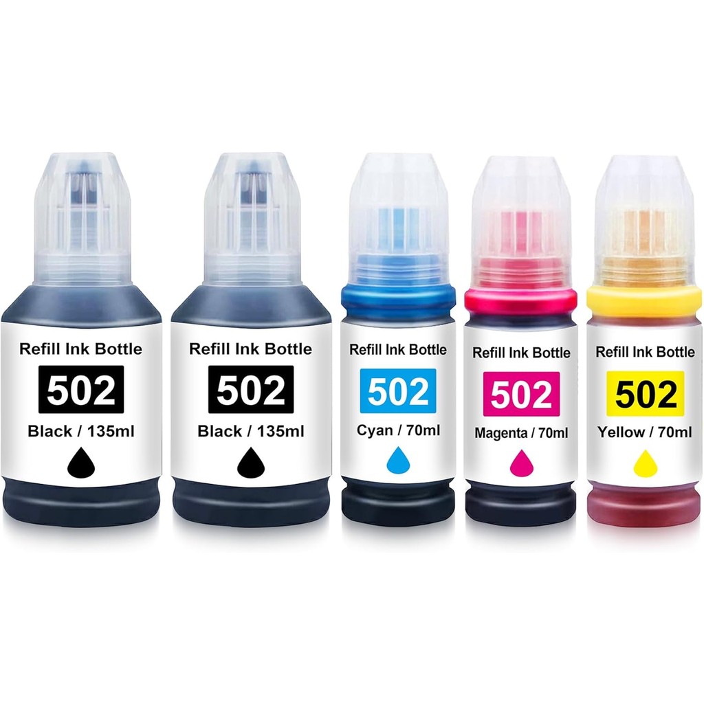 

502 Compatible Refill Ink Replacement for Eps T502 Ink Bottle for Epn Eco Tank ET-2760 ET-4760 ET-2750 ET-3760 ET-2850 ET-15000