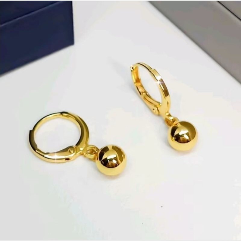 NEW PERHIASAN WANITA ANTING GANDUL BOLA BERLAPIS EMAS MUDA ANTING TITANIUM WANITA DEWASA ANTI KARAT 