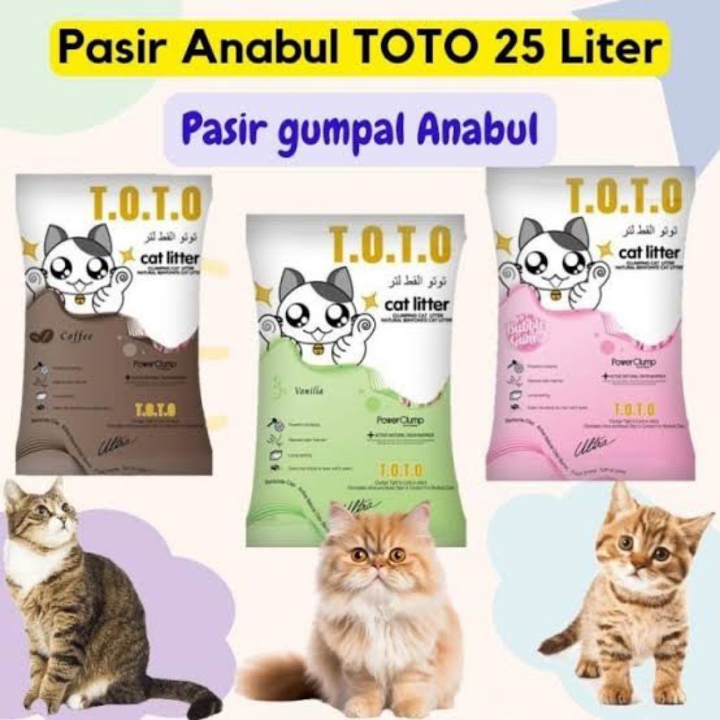 WIDHISTORE PASIR KUCING TOTO 25 LITER / PASIR KUCING GUMPAL WANGI TOTO