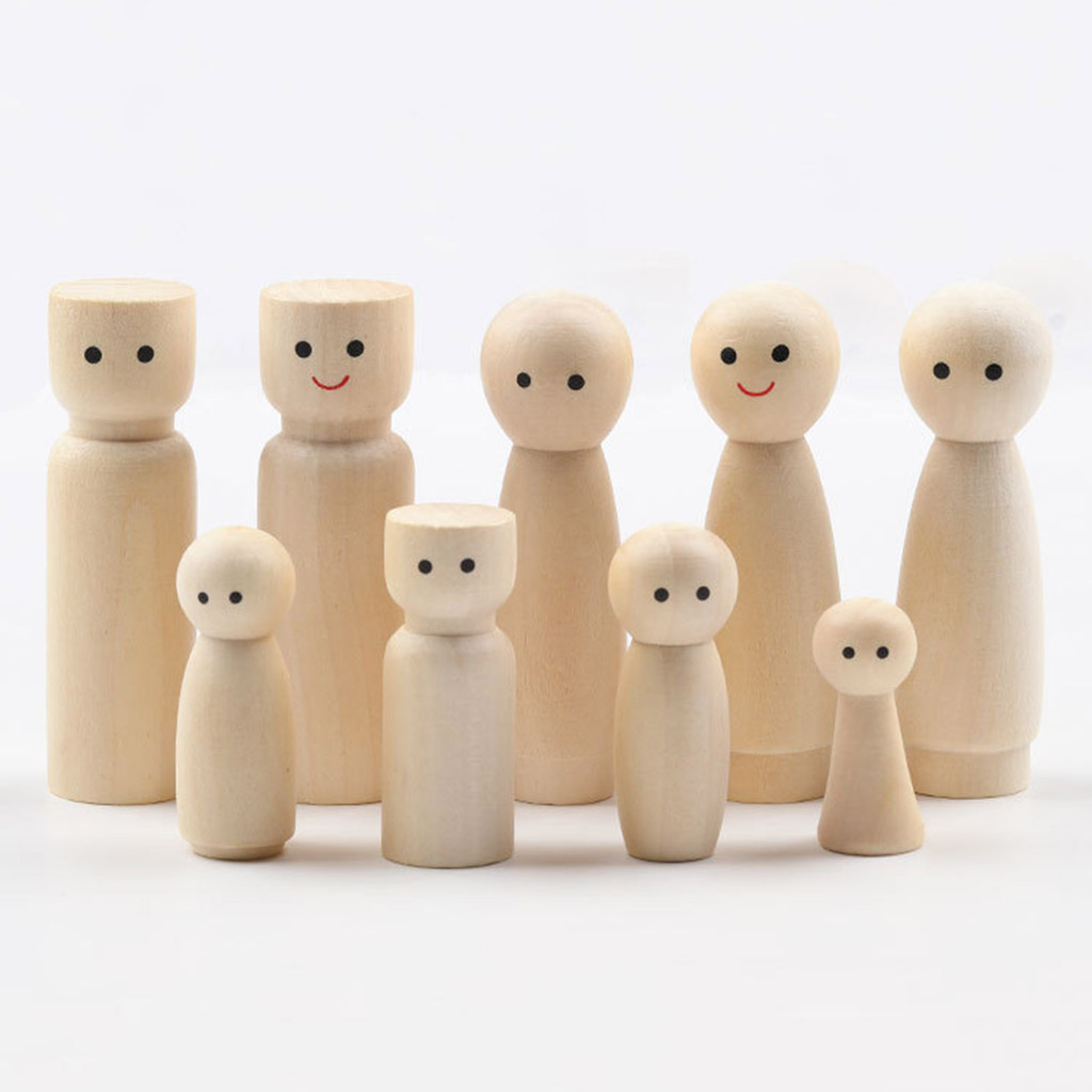 

10 PCs Wood DIY Unfinished Blank Peg Doll Bodies For DIY Painting Craft Ornament Handmade Craft Materials Accessories