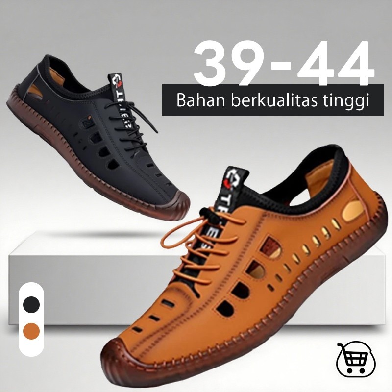 AXULE Sandal kulit pria, sandal karet pria, sandal pria terbaru 2025, kasualanti selip,sandal outdoo