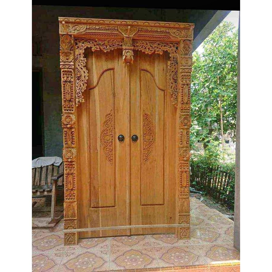 Pintu Gebyok Ukir Jati Rumah Minimalis Ukuran 120cm / Pintu Gebyok