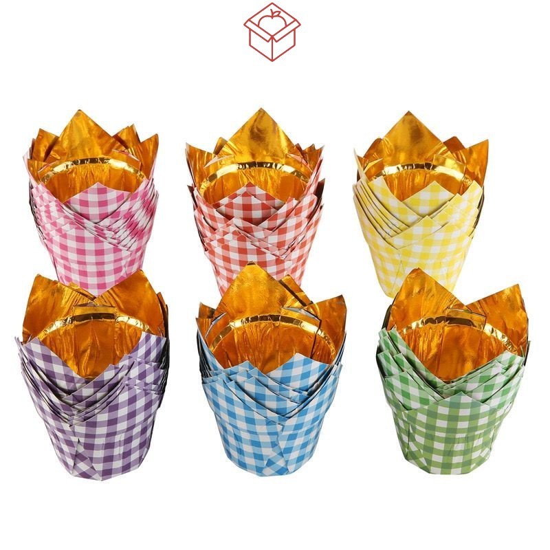 Cup paper tulip gold metalic  / cupcake bolu kukus emas / tulip cup case baking /paper cup muffin