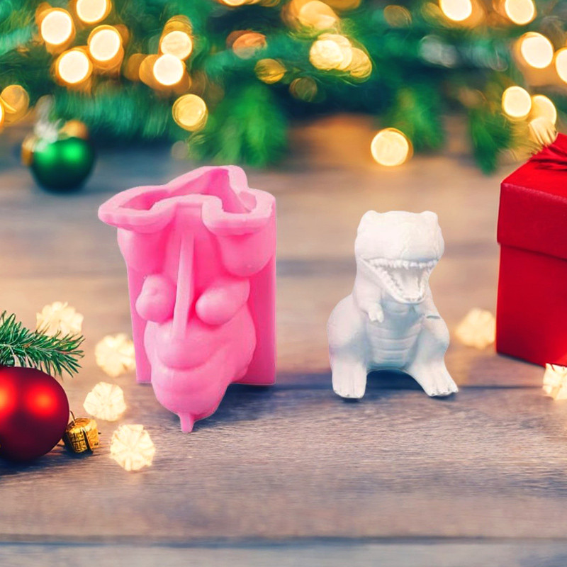 

Dinosaur Silicone Mold DIY Cement Plaster Desktop Ornament Dinosaur Candle Mold