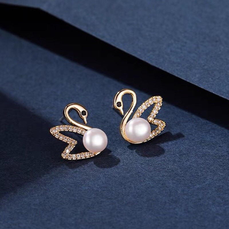 Anting-anting anting pejantan mutiara angsa gaya korea kepribadian fashion wanita elegan anting-anti