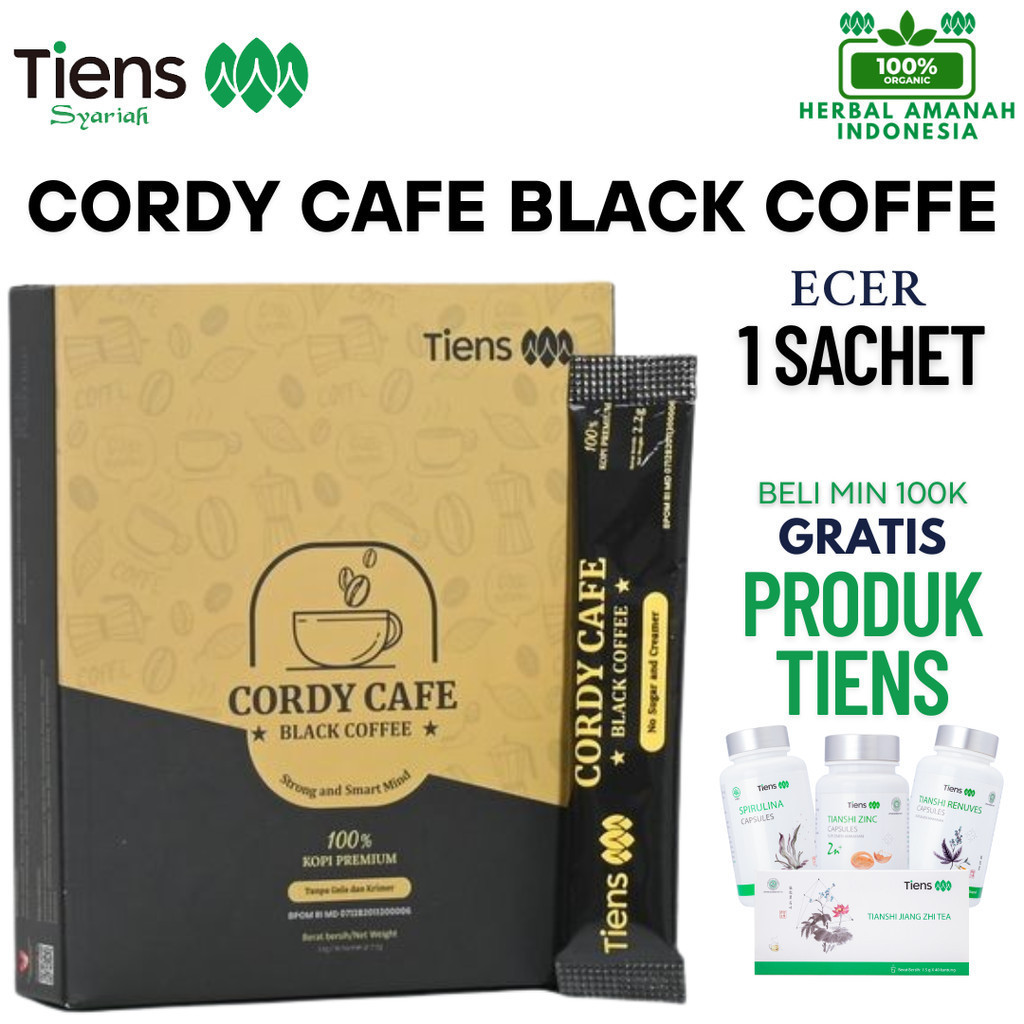 

[ECER 1 SACHET] TIENS CORDY CAFE BLACK COFFE ORIGINAL HALAL