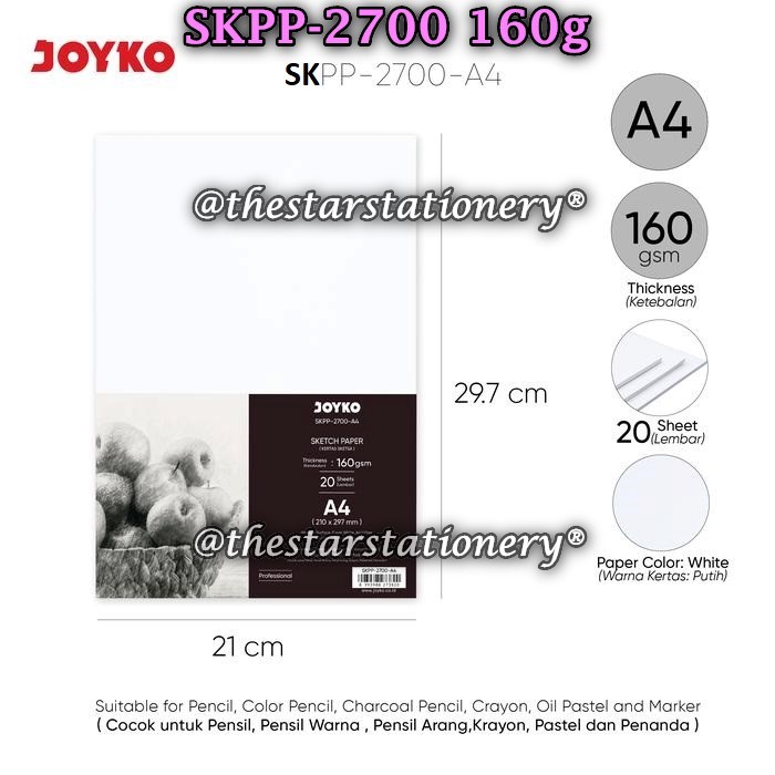 

(1 Pak) GROSIR Sketch Paper JOYKO SKPP-2700-A4 160 Gr / JOYKO Kertas Sketsa SKPP-2700 (1 Pak)