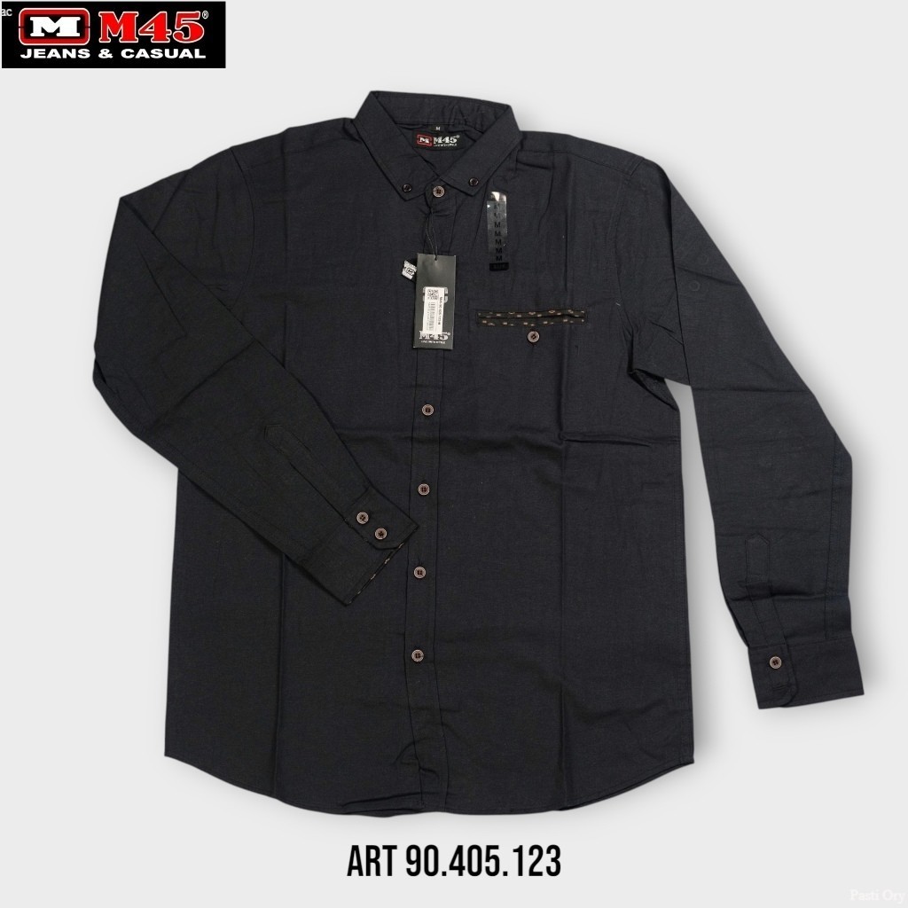 Kemeja Pria Polos Lengan Panjang M45 Original Regular Fit  Baju Casual Pria - 90.405.123
