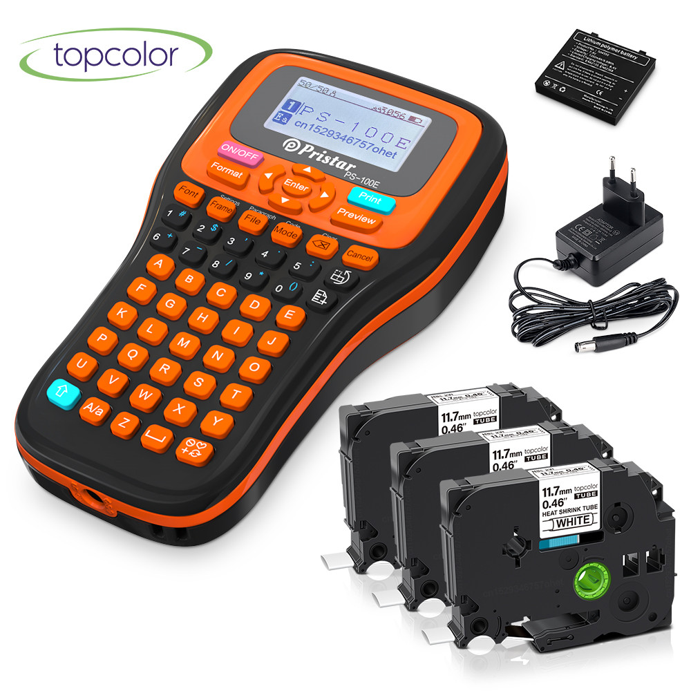 

PS100E Label Printer Wireless Mini Printer Similar as Brother P-Touch H110 Labeller No Ink Printing or 10PK Heat Shrink Tube hse