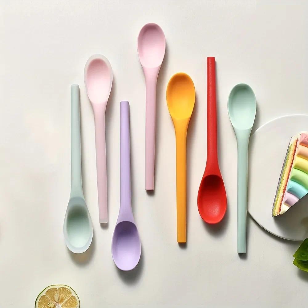 Children's Silicone Feeding Set Baby Spoon Soft Head Spoon Training Utensils Diningware Baby Food Fe