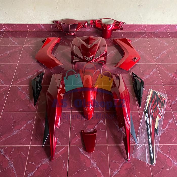 FULL BODY HALUS JUPITER MX 135 LAMA MERAH MAROON PLUS STRIPING