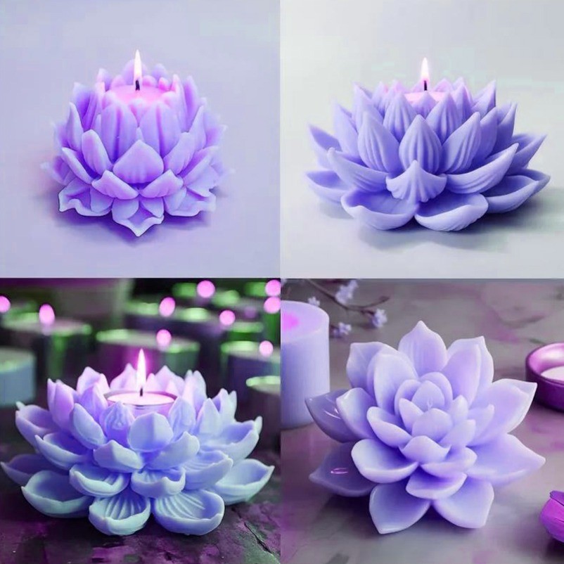 

3D Lotus Silicone Candle Molds DIY Rose Flower Soap Plaster Resin Casting Mold Handmade Chocolate Fudge Cake Baking Tools