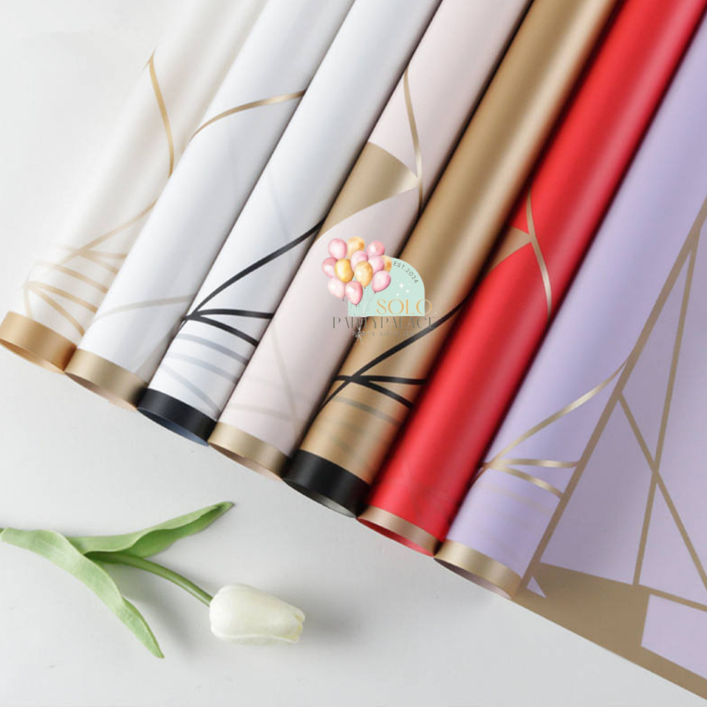 

1PACK ISI 20LEMBAR DIAGONAL LIST GOLD WRAPPING PAPER FLOWER WRAPPING CELLOPHANE WATERPROOF KERTAS BOUQUET PEMBUNGKUS KADO KERTAS KADO