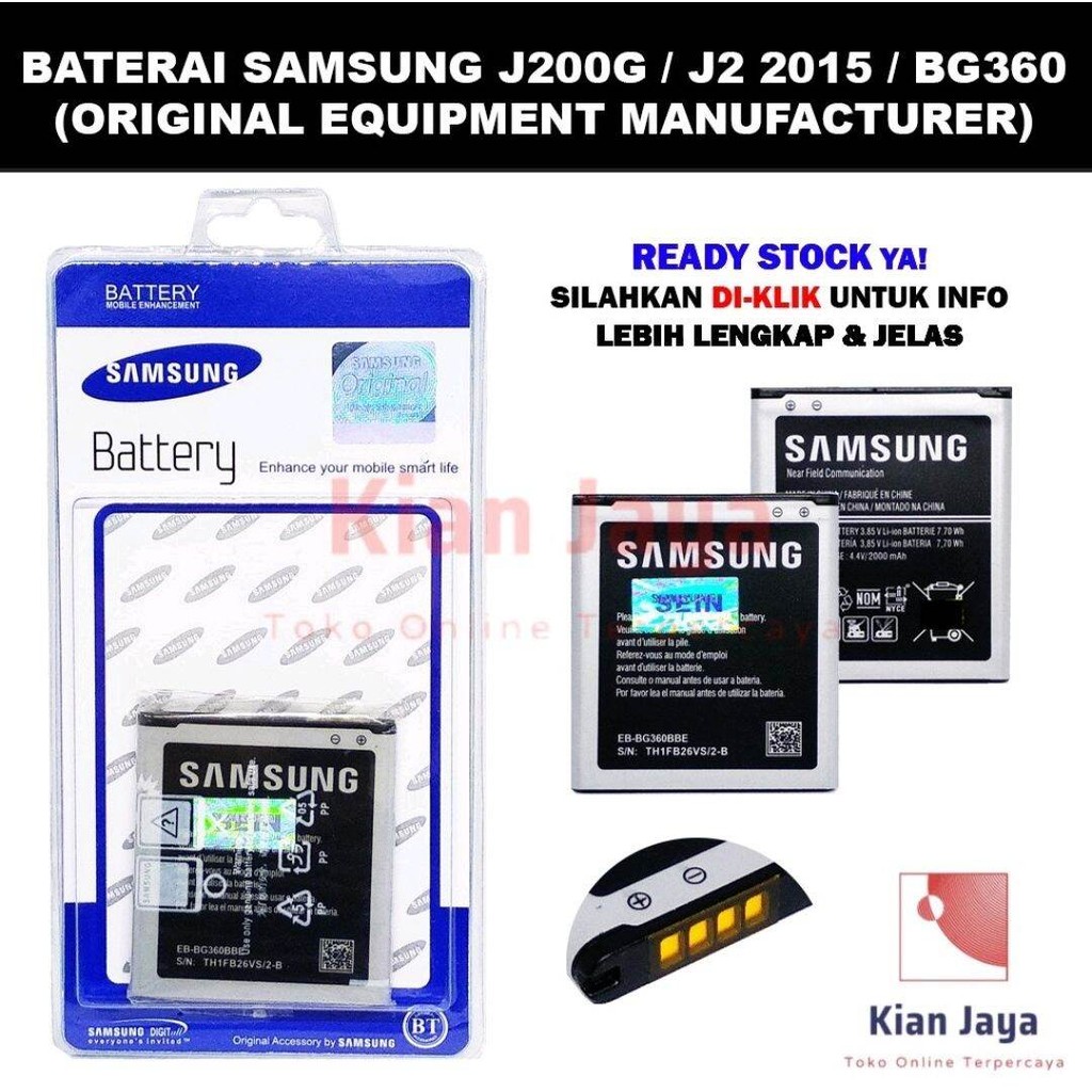 Baterai Batre Hp Samsung J200G, J200, / J2 2015, / Core Prime .
