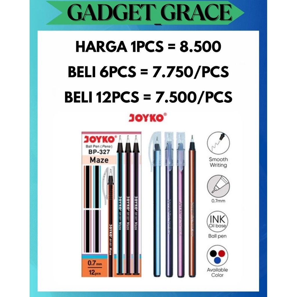 

GG [1 KOTAK ISI 12PCS] PULPEN JOYKO MAZE 0.7mm BP-327 PENA BEST SELLER