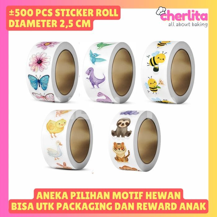 

READY 500 Pcs Sticker Reward Anak Dinosaurus Kupu Kupu Bunga Hewan Ternak Bee Butterfly Packaging Box