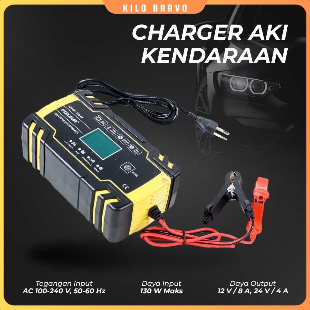 FOXSUR Charger Aki Mobil Motor Battery Charger 12/24V 8A - FBC122408D