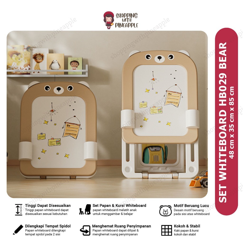 

SWP - Set Papan White Board HB029 / Set Papan Magnetic White Board / Set Papan Gambar Tulis Free Spidol / Set Papan Tulis Anak