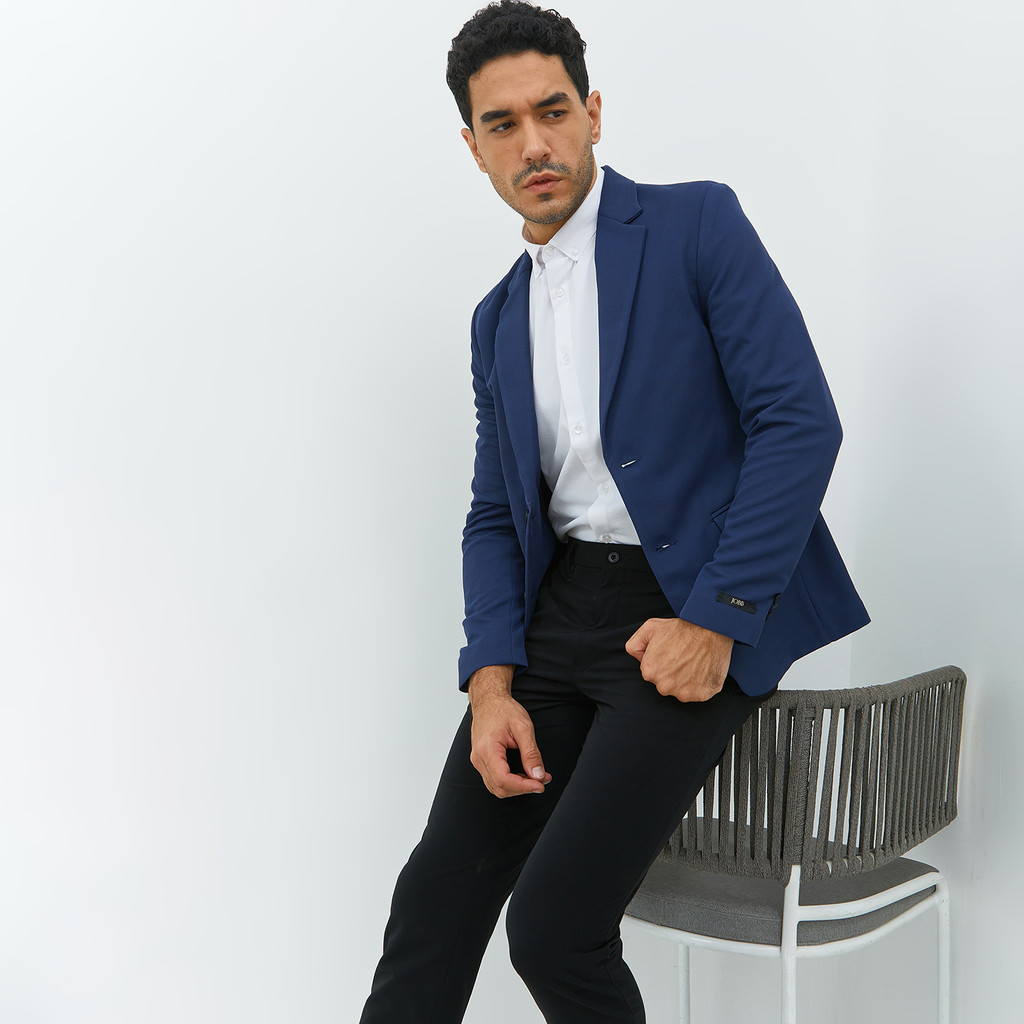 Jobb Pradier-T2 Blazer Pria Slim Fit Navy