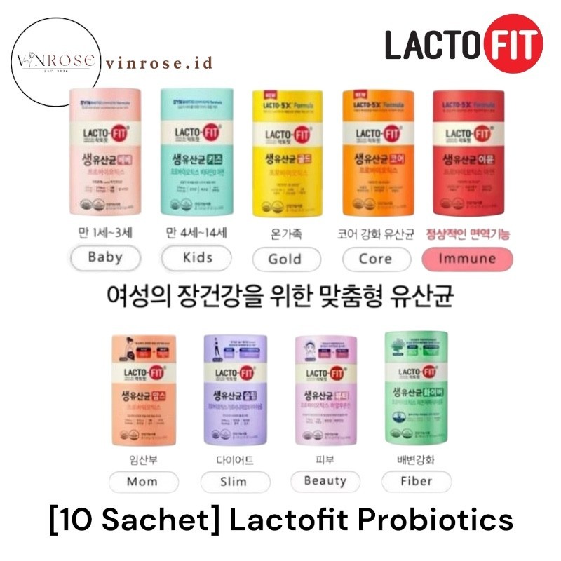 [10 Sachet] Lactofit Probiotic Core Premium/ Beauty Collagen/ Baby/ Kids/ Gold/ Slim Korea Probiotik