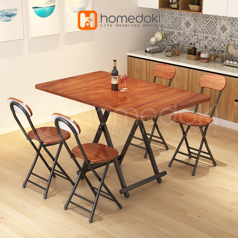 Homedoki Meja lipat minimalis/  Meja Lipat Kayu / Meja Makan Portable / Meja Makan Lipat / meja lipa