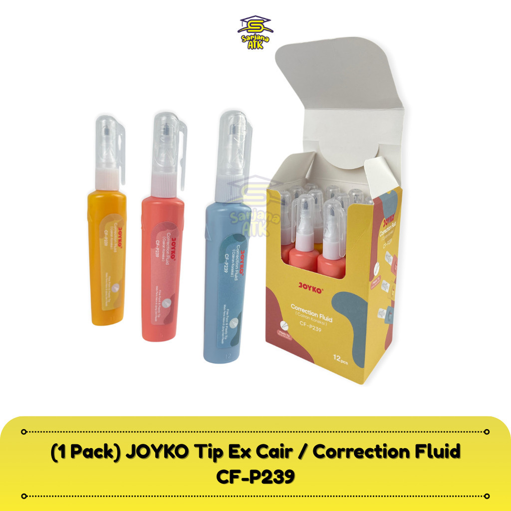 

(12 Pcs) JOYKO Correction Fluid / Cairan Koreksi Penghapus Tip Ex Cair CF-P239