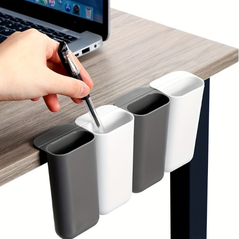 

3PCS Desk Pen Holders, Clip-on Pencil Storage Containers, Adhesive Office Supplies Accessory