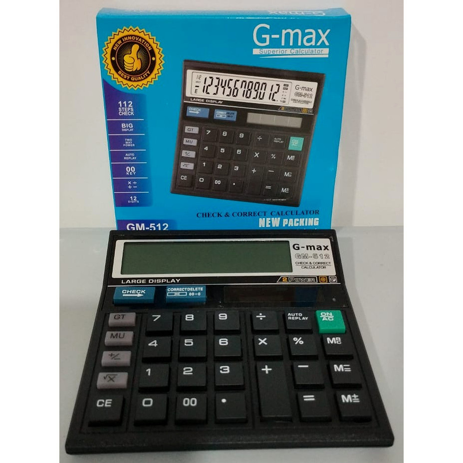 

KALKULATOR DAGANG 12 DIGIT G-MAX BISA CEK & KOREKSI / CHECK CORRECT CALCULATOR GM-512