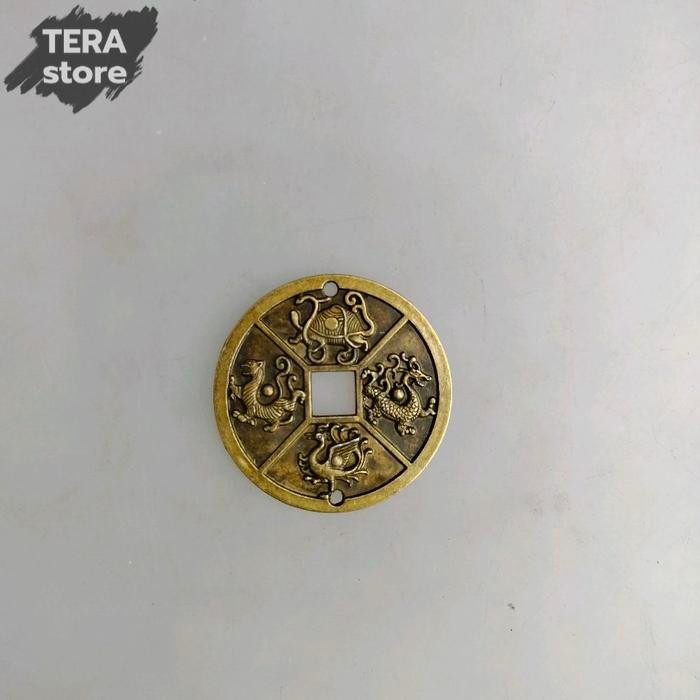 koin china kuno gambar naga harimau phoenix kura kura penjaga semesta feng shui fengshui lucky coin 