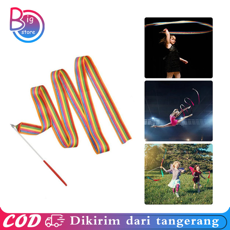 4 M Pita Twirling Satin Dan Tongkat Twirl Aksesoris Tari Gymnastics Rhythmic Dancing Ballet Ribbon T