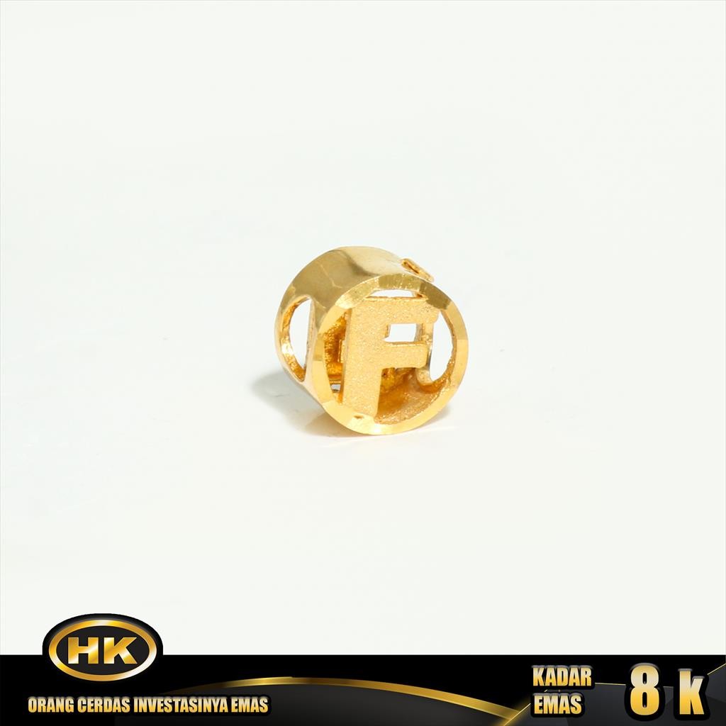 Liontin Emas 8K - Huruf F -HK Gold