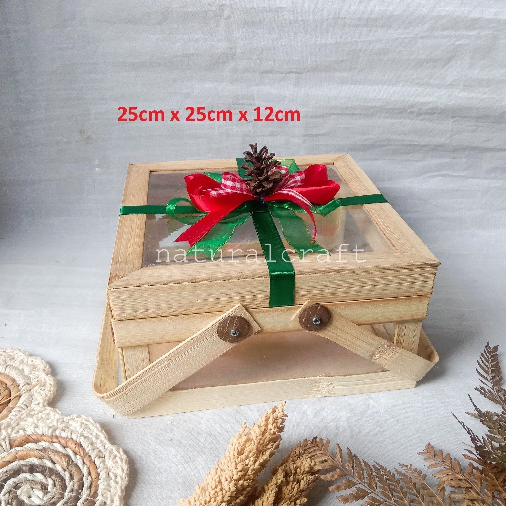 

New product (B161) NATAL SERIES Keranjang Full Mika 25cm Pita Hampers Exclusive l Wadah Hampers l Parcel l Hadiah l Hantaran l Seserahanl Nikahan l Syukuran l Naturalcraft